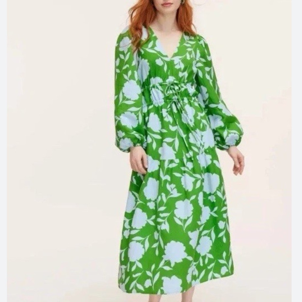 Kate Spade NY X TARGET Classic Rose Linen Blend Long Sleeve Maxi Dress XXS